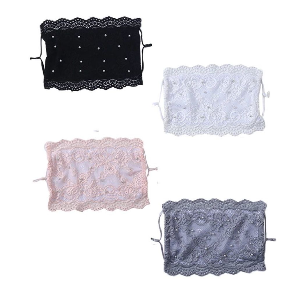 Beautiful Gray Lace Face Mask with Pearls - Picture 7 of 10
